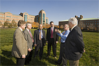 During a planning meeting, members of the ECE Building Ad Hoc Committee and architects from SmithGroup spent time at the site of the new ECE building, which will be located to the west of the Coordinated Science Lab (CSL) on the north engineering quad.